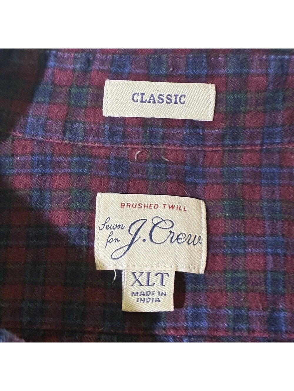 J.Crew Men's XLT Brushed Twill Flannel Long Sleeve Plaid Button Down Shirt Red